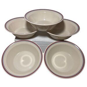 Corelle Corning ABUNDANCE Bowls Blue Red Stripe Soup Cereal Bowl 6 3/4” Set of 5